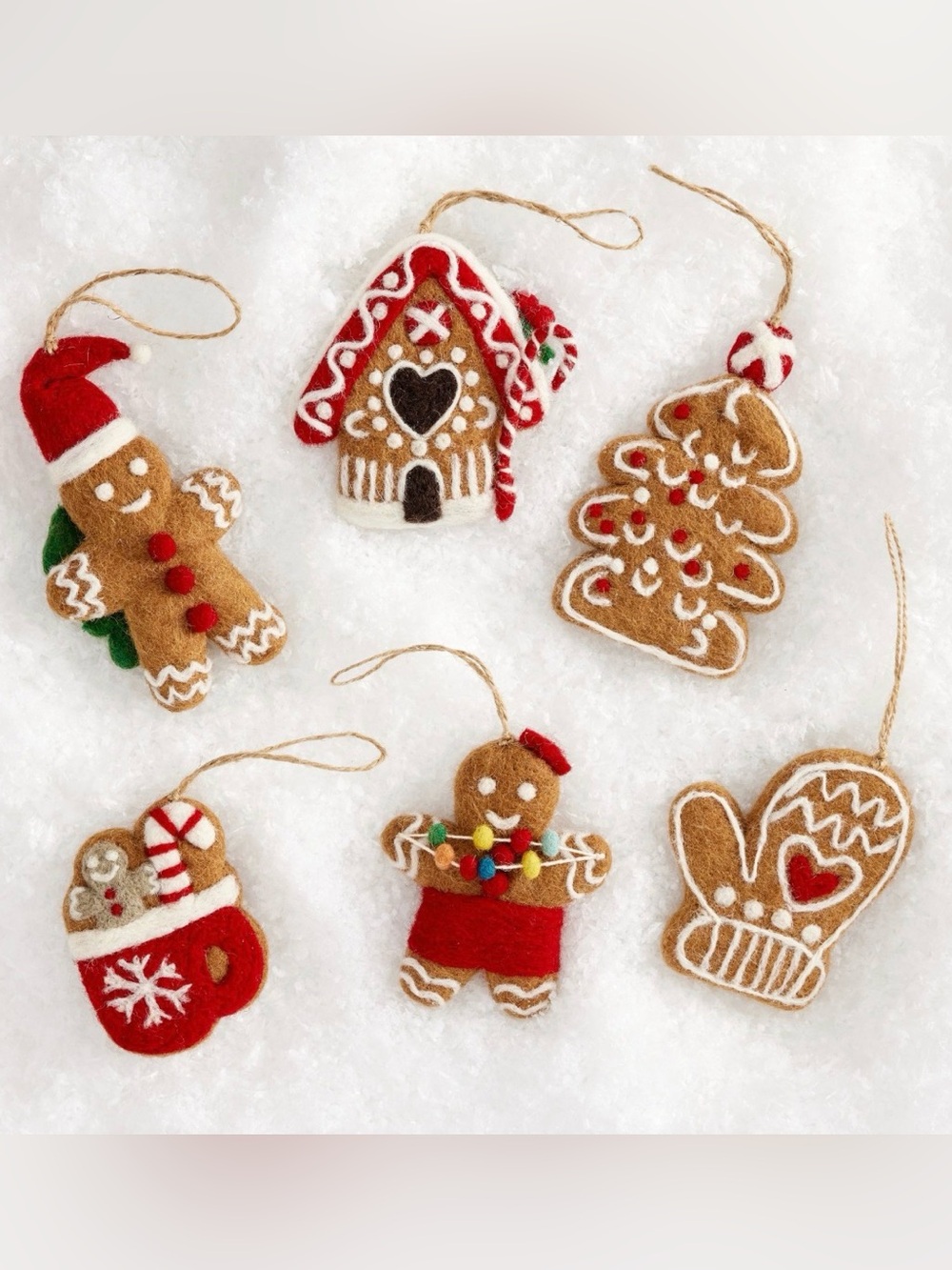 Pottery Barn Gingerbread Felt Ornaments 
Set of 6